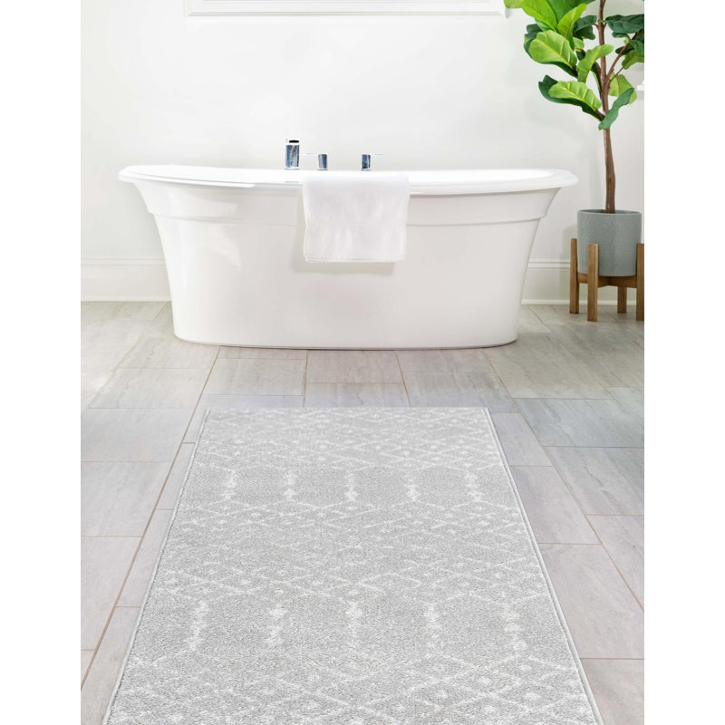 Tapis gris clair Karg, Tapis de couloir 2 pi x 9 pi 10 po