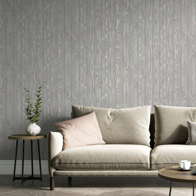 Metallic Wood Charcoal Luxury Wallpaper