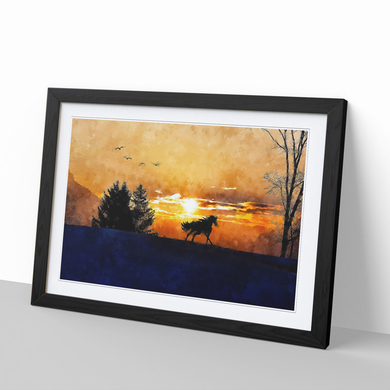 Wild Horse at Sunset Vol.2 - Picture Frame Painting, Black Framed, 36cm H x 48cm W x 2cm D