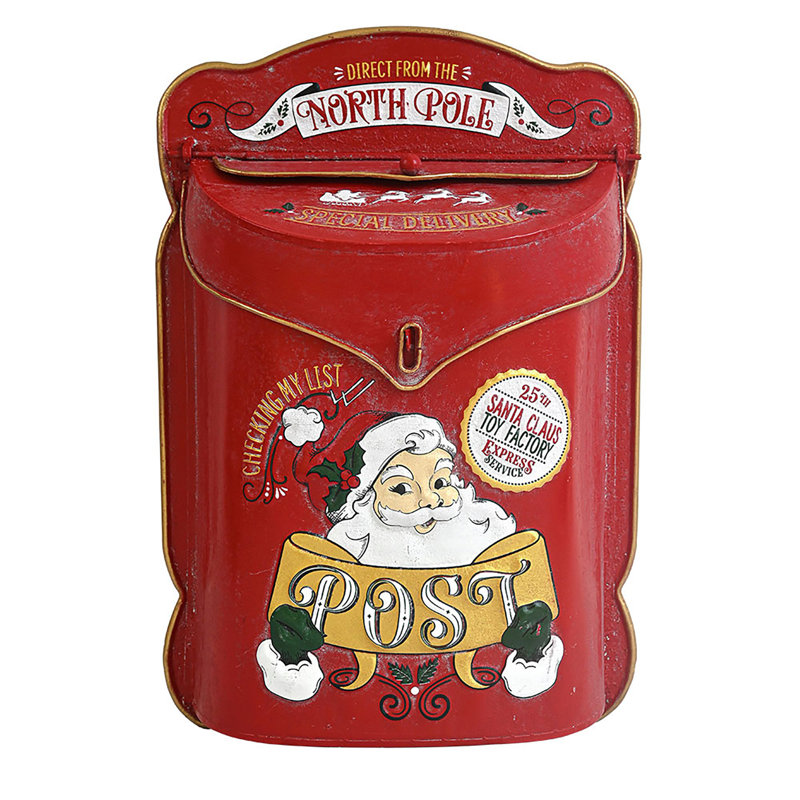  Vintage Santa Claus Mailboxes Christmas Mailbox for Outdoor Decoration - Distressed Red North Pole Letter to Santa Mailbox for Outdoor,Porch, Yard Holiday Decoration