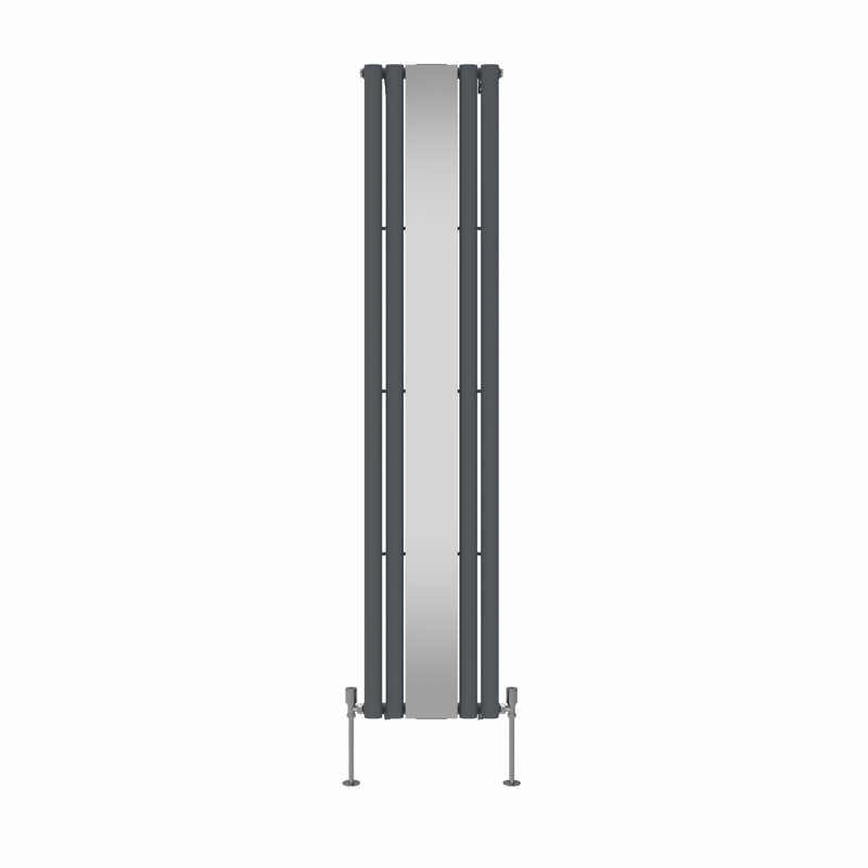 Katelin Vertical Oval Panel Radiators, Anthracite, 1800cm H x 380cm W x 61cm D