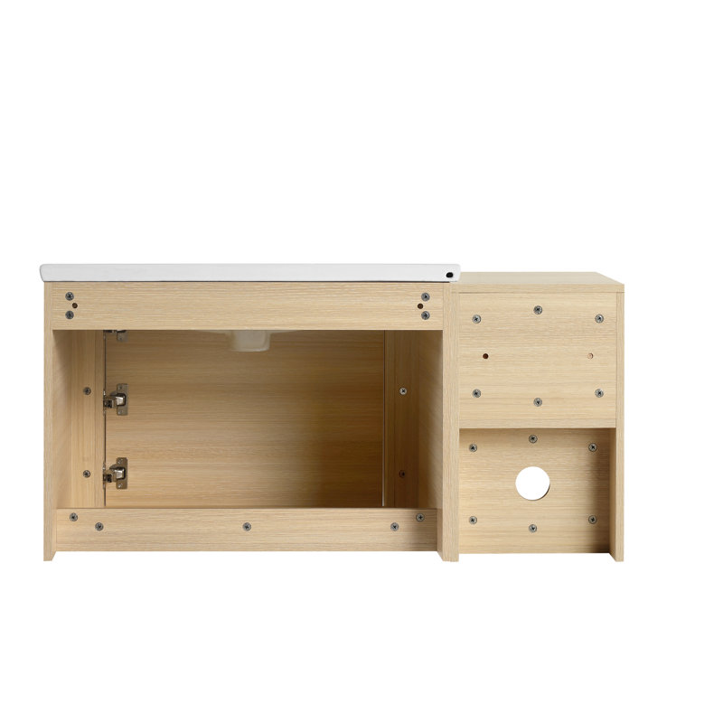 Meuble-lavabo simple avec comptoir en céramique, 40", Beige