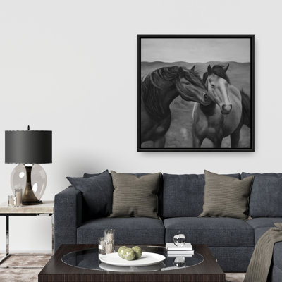Tenderness - Animals Black Framed Canvas for Home Decor