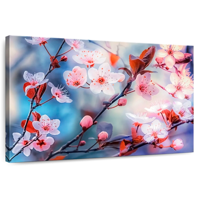 Fleurs de prunier Harnek au printemps, H 16 po x l 24 po