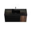 Meuble-lavabo moderne de 48 po de couleur noyer, lavabo noir mat, 1 porte, 2 tiroirs, panneau E1, laque à base d'eau E0, lavabo à comptoir à rebord profond de 4,7 po, installation facile et noir, mur