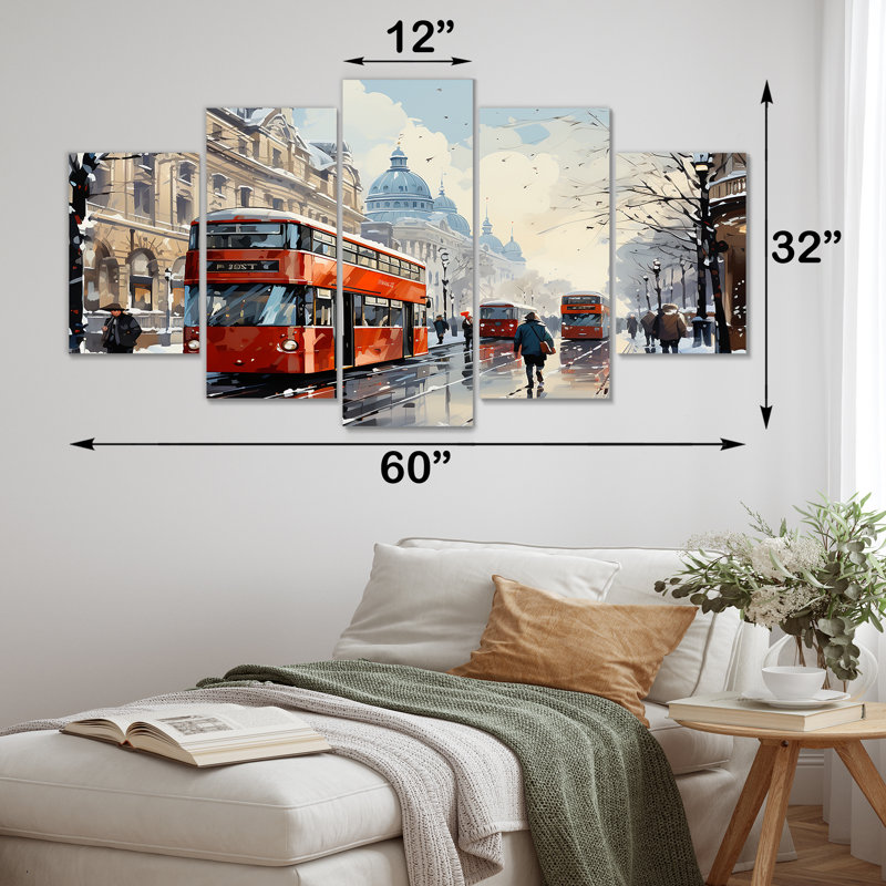 «London Urban Red Bus In - Bus Multipanel», art mural