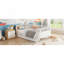 Lit plateforme simple pour enfants, lit simple à profil bas avec rails pour filles et garçons, blanc-66276884-66276886