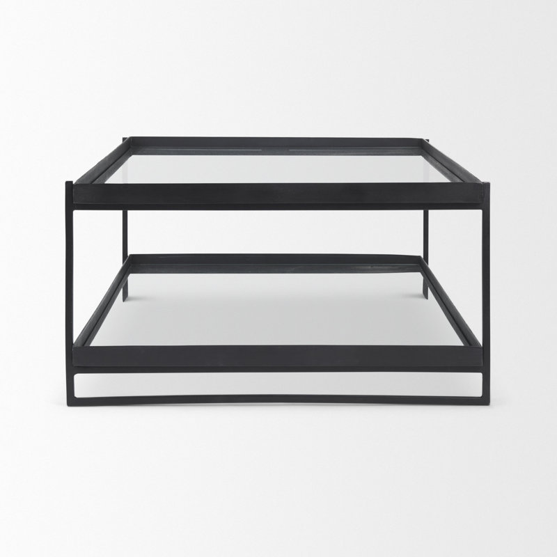 Trey Glass Top Single Coffee Table, Black
