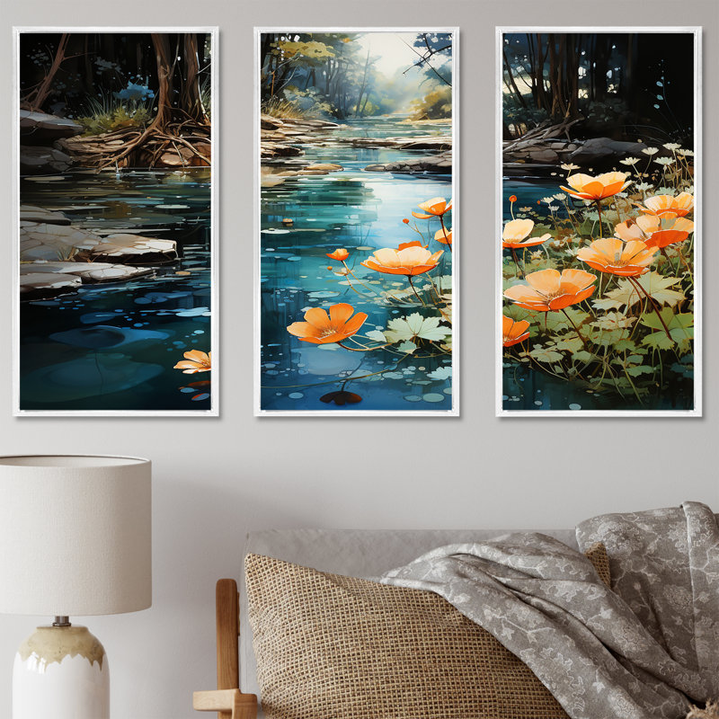 Tranquil Lakes Rivers Urban Symphony III - ensemble de reproductions d'art mural, H 40 po x l 60 po x P 1 po