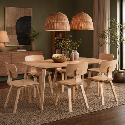 Ensemble de table de salle à manger Nova pour 4 personnes - Design scandinave moderne avec chaises incurvées ergonomiques