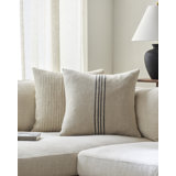 Becki Owens x Livabliss Brett Striped Linen Reversible Throw Pillow