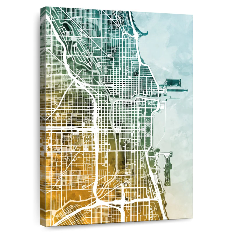 Chicago City Street Map VI, H 36 po x l 24 po