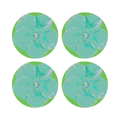 Hibiscus Vegan Leather Round Pebble Placemat