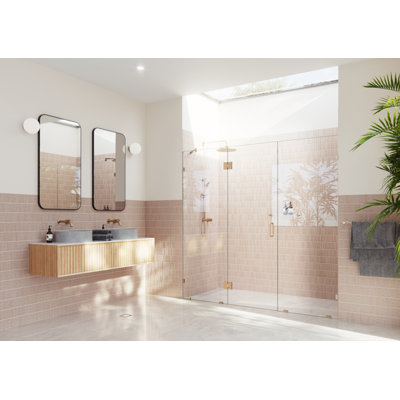 Stellar 95.75 in. x 78 in. Fully Frameless 3 Panel Inline Hinge Shower Door