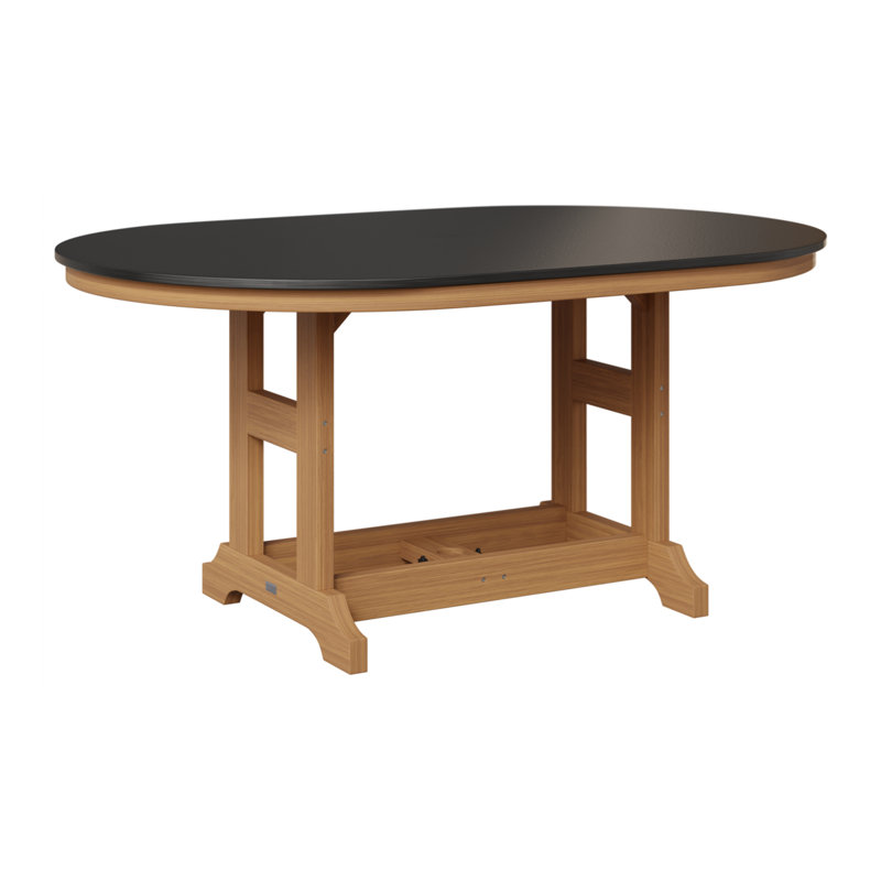 Table de bar Berlin Classic, Teck naturel, H 35,5 po x l 64 po x P 44 po, Noir martelé