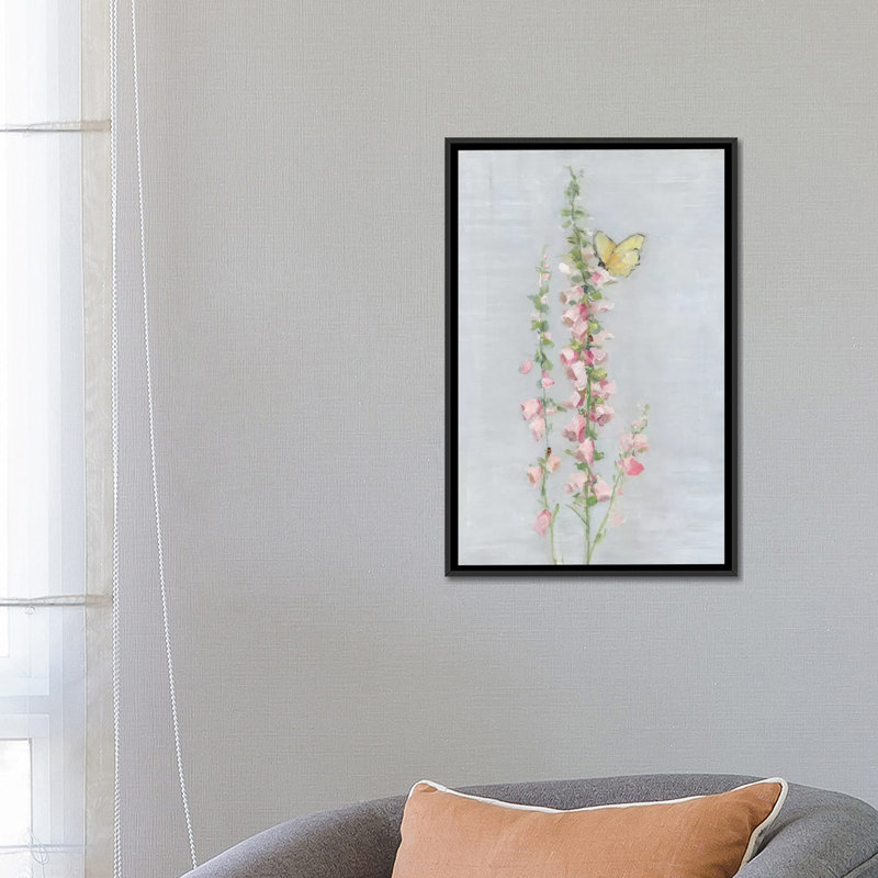 Foxglove Garden II par Sally Swatland - reproduction d'art, Toile avec cadre noir, Pas de tapis, H 26 po x l 18 po x 1,5 po