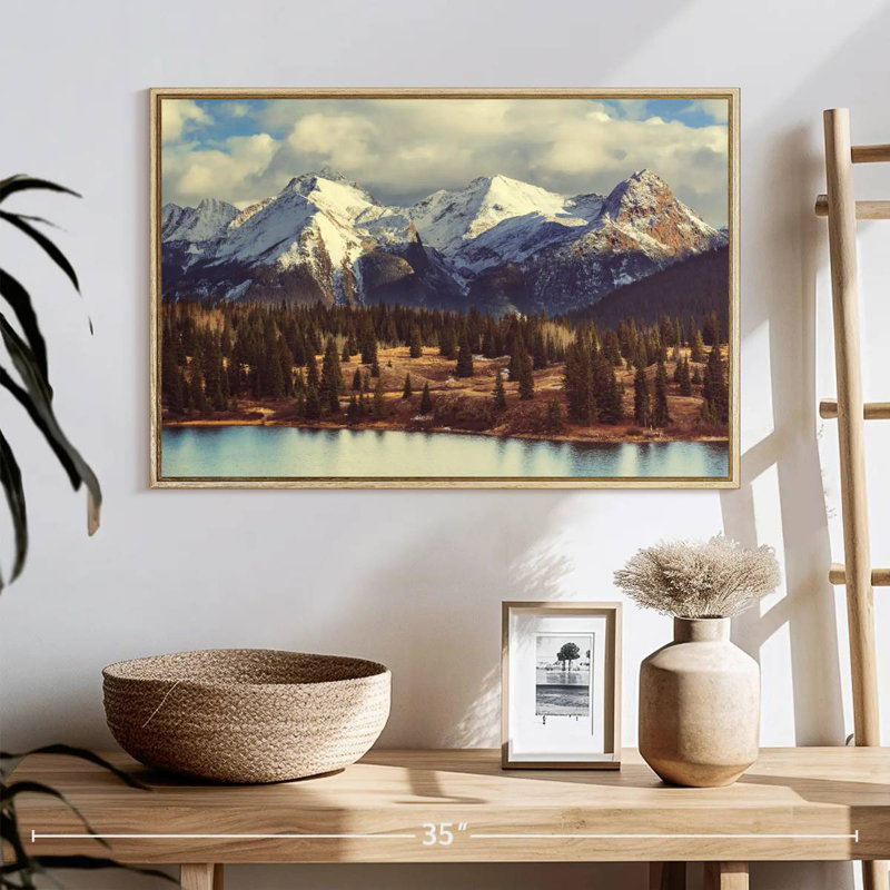 Montagnes Rocheuses du Colorado, 25 po x 17 po, Cadre flottant en bois naturel
