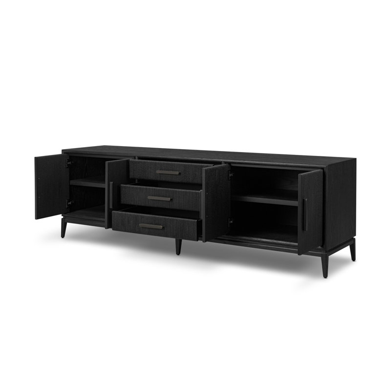 Rosenell Media Console-Oak Solid, Black