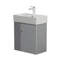 Meuble-lavabo mural 21,6 po avec lavabo en céramique, porte à fermeture en douceur, tablette de rangement flottante à gauche, assemblage requis