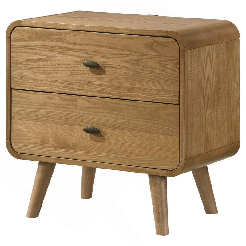 Winston Light Ash 2-Drawer Nightstand Bedside Table
