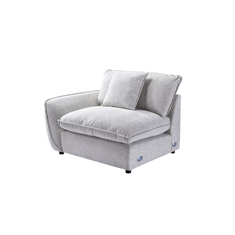 Siège rembourré avec accoudoir gauche et module modulaire Fabirc, Polyester gris clair