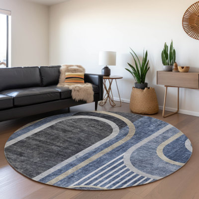 Premium Machine Washable Cerrito AMF532 Navy Rug