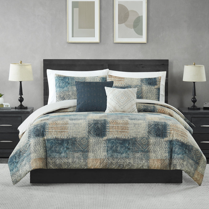 Modern Threads 5-Piece Printed Bainbridge Comforter Set, Queen Comforter + 4 Additional Pieces