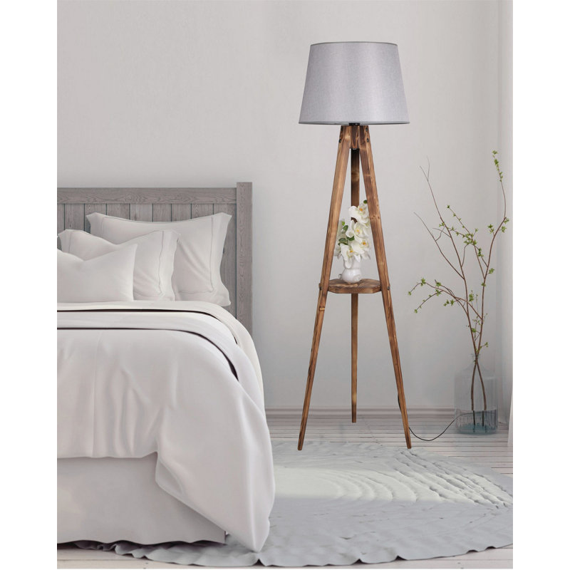 Ellison 160cm Tray Table Floor Lamp, Grey, Brown