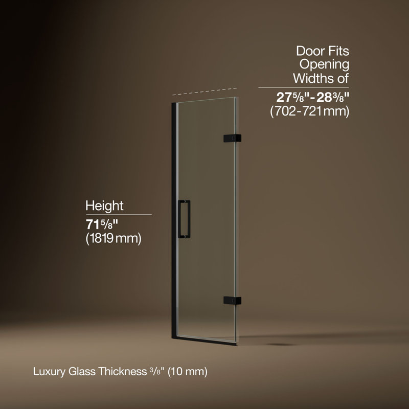 Composed 27-5/8-In28-3/8-In W X 71-1/2-In H Frameless Pivot Shower Door With 3/8-In Crystal Clear Glass And Back-To-Back Vertical Door Pulls
