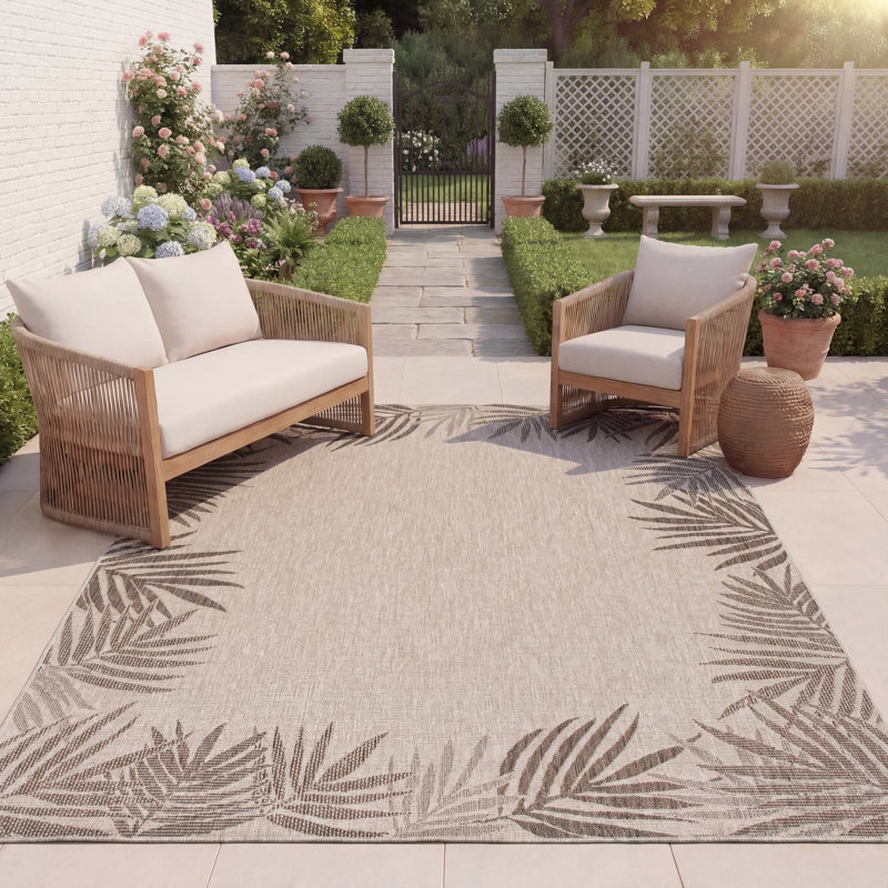 Tapis d'intérieur / extérieur à motif floral Performance Alcinda, Rectangulaire 8 pi x 10 pi