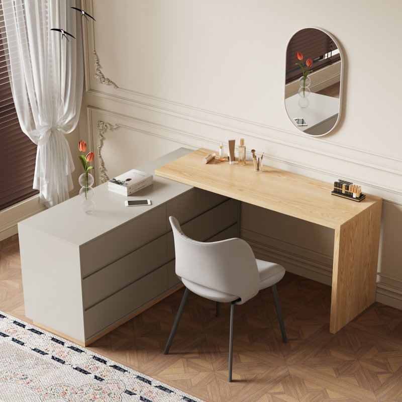 55.2 in.  W scalable makeup table with 6 storage drawers