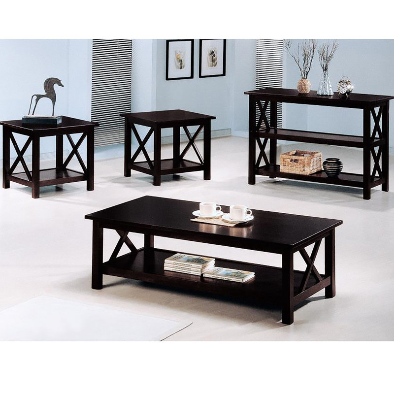 Élégant occasionnel foncé: tables avec cadres et options de rangement 3 tablettes inférieures