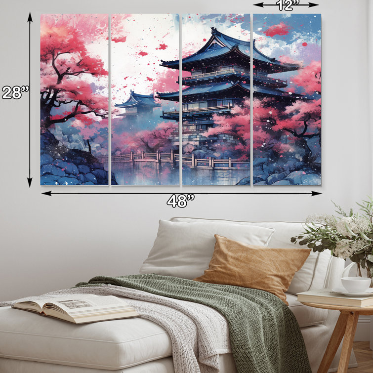DesignArt Japan Landscape Of The Rising Sun VI On Canvas 4 Pieces Print ...