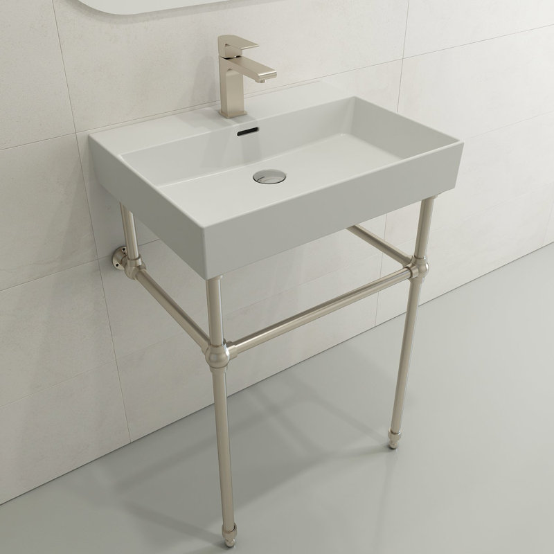 Milano 23.82'' L Bathroom Sink, Matte White, Single-Hole
