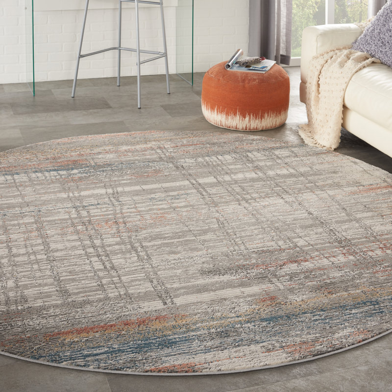 Tapis abstrait gris, Rectangle 7 pi 10 po x 10 pi 6 po