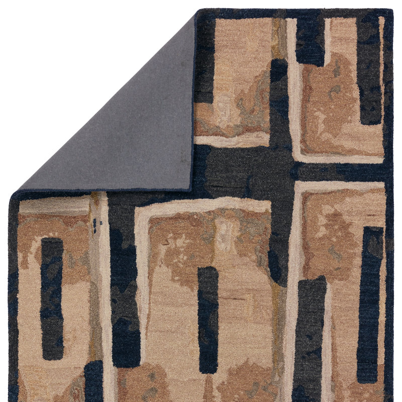 Zoe Bios By Jaipur Living Balsa HNC03 Handmade Abstract Tan and Blue Area Rug (9'x12'), Rectangle 8' x 10'