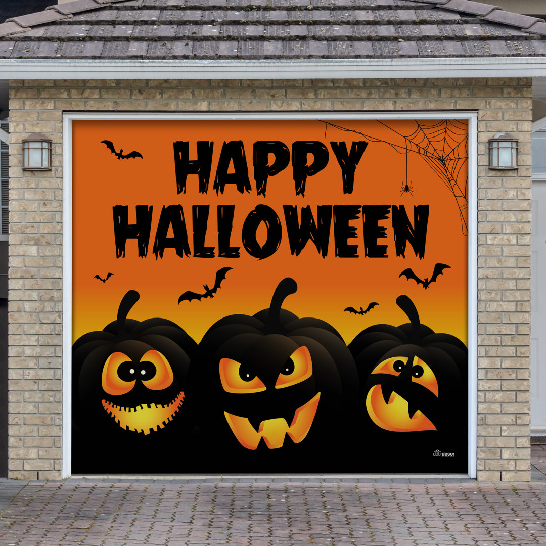 Jack O'Lantern 7' x 8' Halloween Single Garage Door Banner - Outdoor Decorations My Door Decor