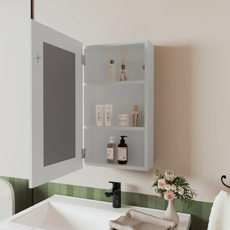 Armoire à pharmacie blanche avec miroir inclus, Blanc