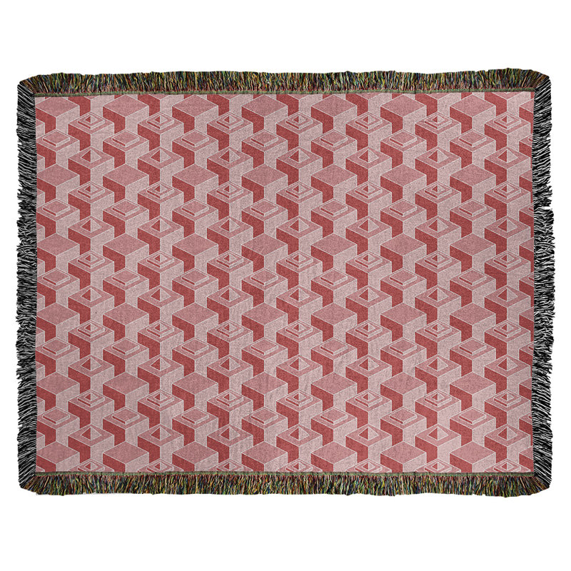 Couverture en coton tissé à motif de gratte-ciels classiques, L 60 po x L 80 po, Rouge