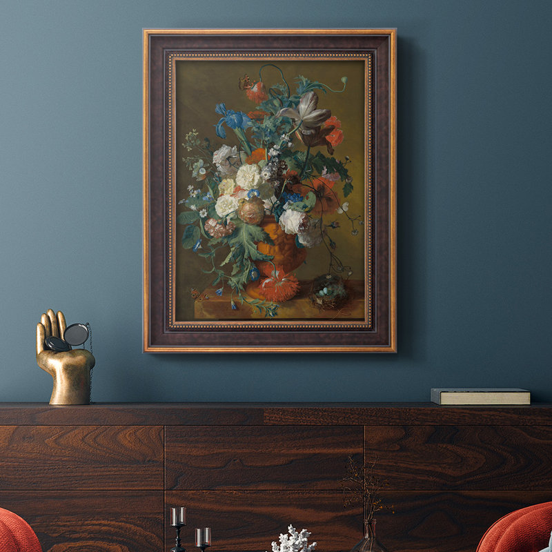 Fleurs dans une urne - peinture encadrée, H 20 po x l 16 po x P 2,5 po