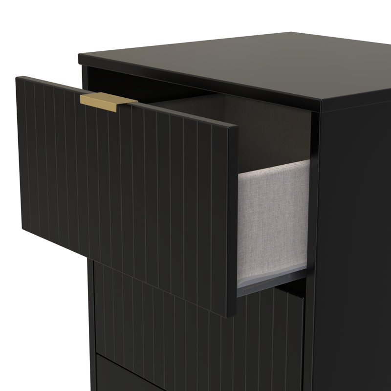 Barriner 45cm W Manufactured Wood Bedside Table, Deep Black/Black Matt