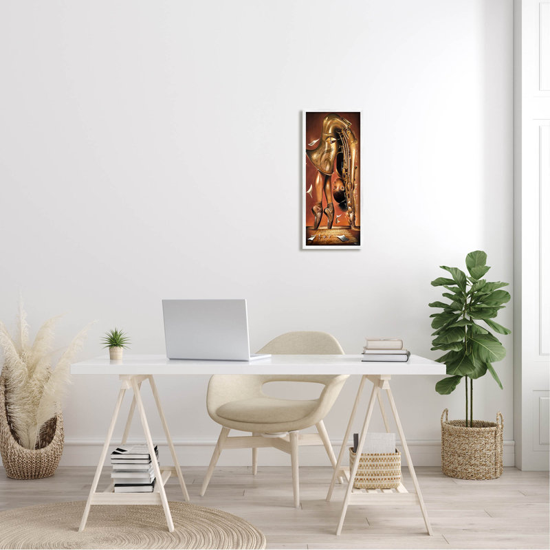 Art de giclée encadrée de saxophone surréal de saxophone par Salaam Muhammad, H 24 po x l 10 po x P 1,5 po