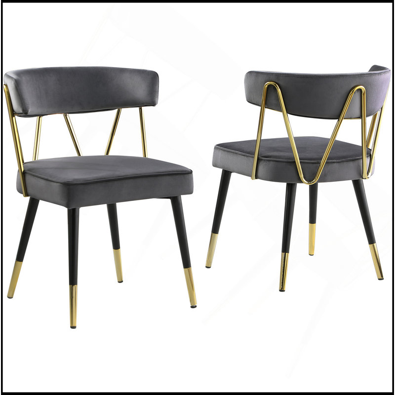 Chaise de salle à manger rembourrée Glam, Gris