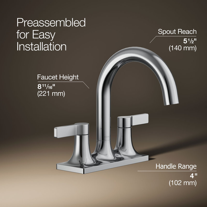 Venza Centerset Bathroom Sink Faucet 1.2 GPM, Polished Chrome