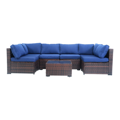 7-piece Outdoor Wicker Sectional Sofa Set