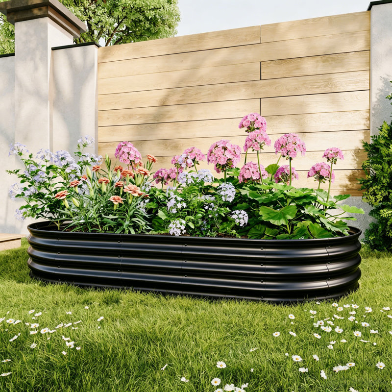 Grand lit de jardin moderne en acier galvanisé de 8 pi x 4 pi x 1 pi pour la maison