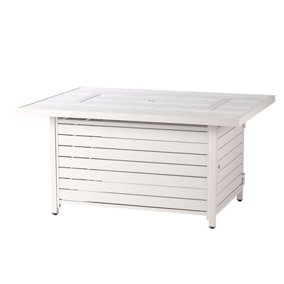 Topanga rectangulaire 48 po X 36 po Table foyer au propane en aluminium, perles de verre, deux couvercles, couvercle, 55 000 BTU au fini brun