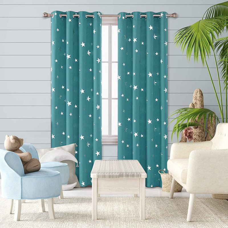 Manzanita Eyelet Room Darkening Thermal Curtains, 117cm W x 138cm D, Turquoise