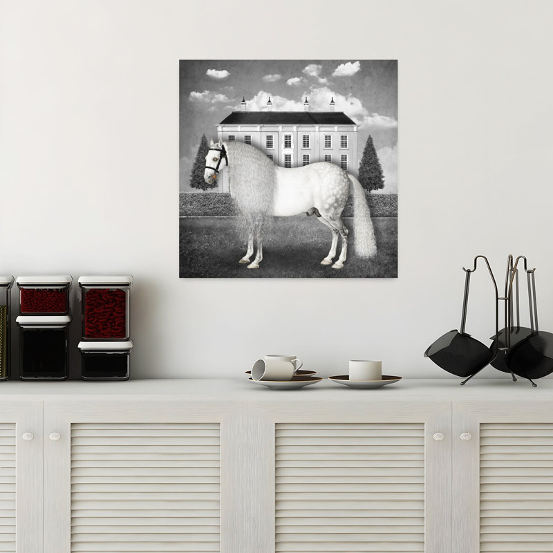 Art mural surréel, cheval surréel blanc