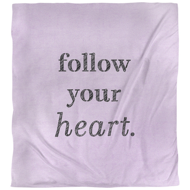 Housse de couette réversible à l’écriture quotes follow your cardiaque, Housse de couette pour grand lit, Mauve / Noir